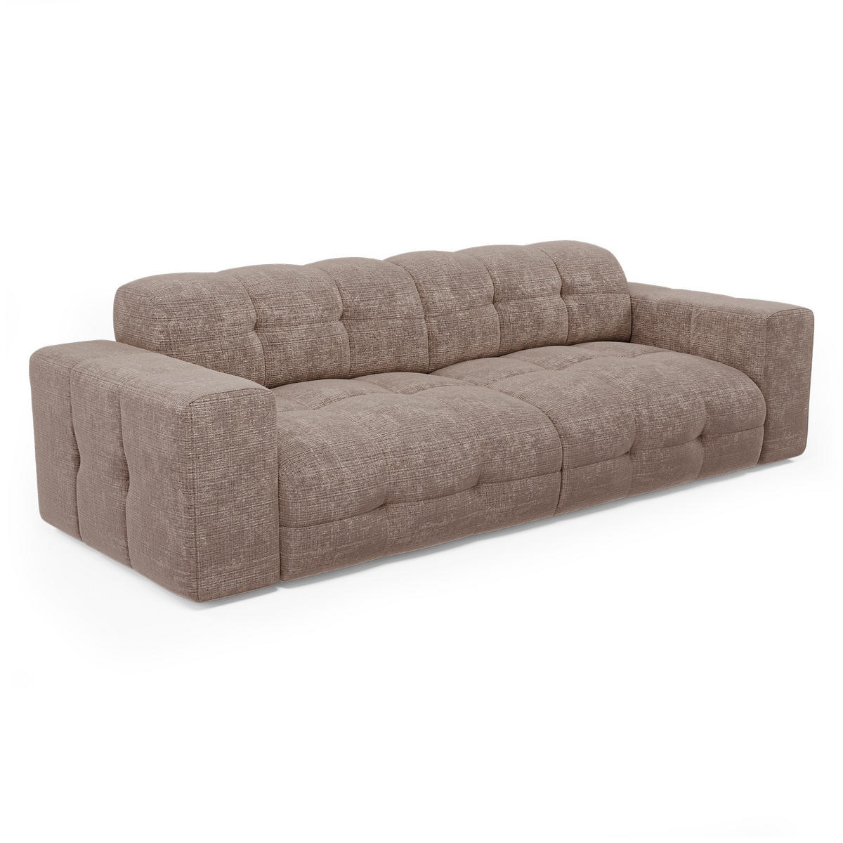 SCHLAFSOFA GERADE geprägter Samt taupe 230cm - Taupe, Textil (230/85/92cm) - Sia Home