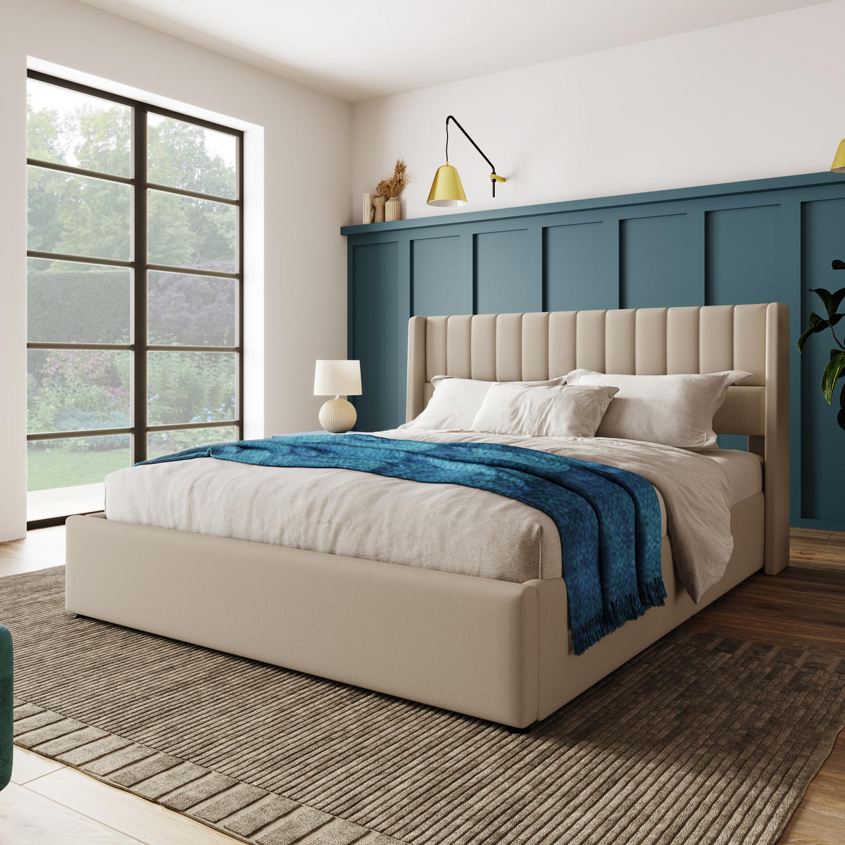 POLSTERBETT Stauraumbett 160/200 cm Beige mit hydraulischem Bettkasten Mit Matratze - Beige, Textil (160/200cm) - OKWISH