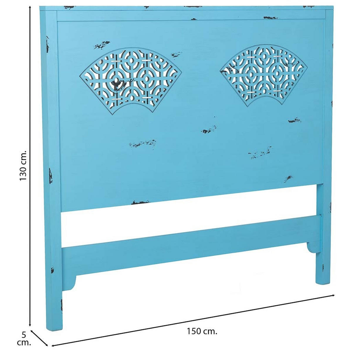 BETTKOPFTEIL 150x5x130 cm - Blau, Holz (150/5cm) - Wanderlust