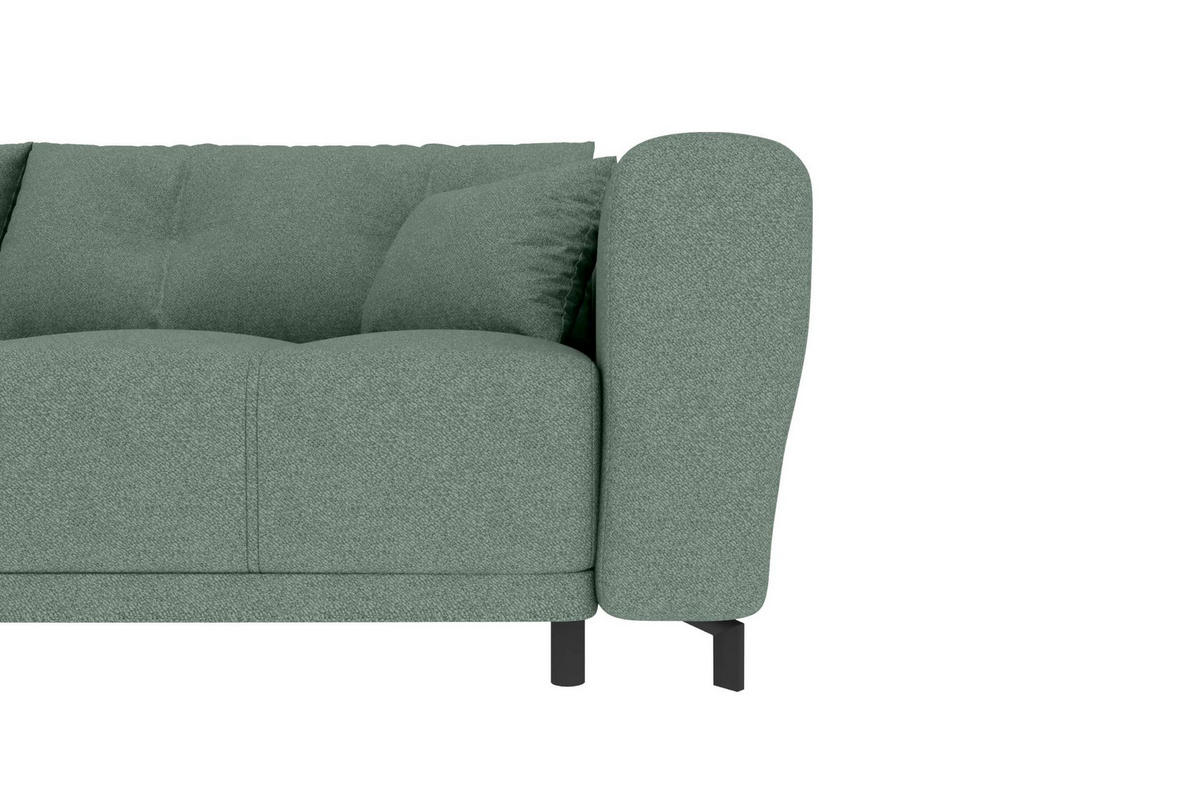 ECKSOFA Massimo Strukturstoff Salbeigrün inkl. Schlaffunktion Links - Salbeigrün/Schwarz, Textil/Metall (246/177cm) - 99rooms