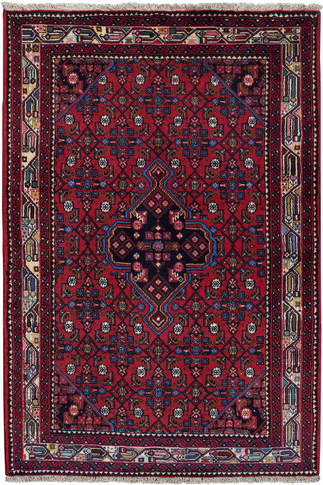ORIENTTEPPICH handgeknüpft Assadabad Rot 163/113 cm Schurwolle - Rot, Textil (113/163cm) - Looma