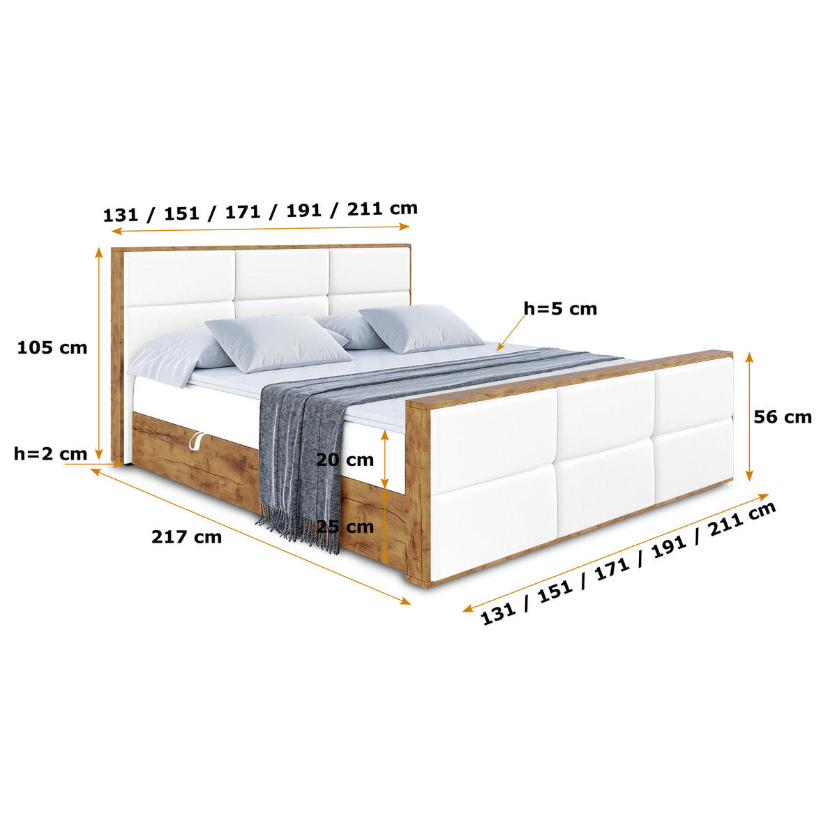 BOXBETT mit Matratze H4 und Lattenrost - LOLLI1-Z - 120x200 - Weiß Kunstleder - Weiß, Holzwerkstoff (120/200cm) - ALTDECOR