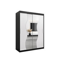 SCHWEBETÜRENSCHRANK 200/150/62 2-türig - Silberfarben/Schwarz, Holz/Kunststoff (150/200/62cm) - Abiks Möbel