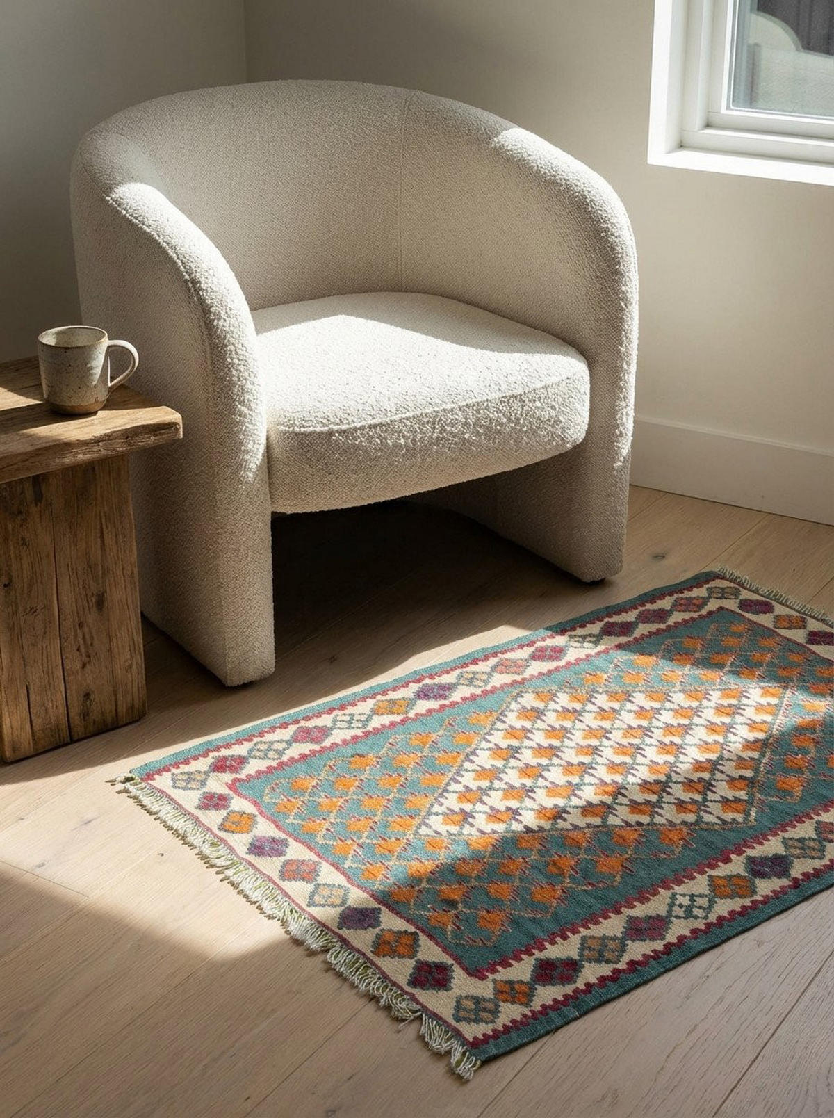 HANDWEBTEPPICH Kelim Senneh Grün 87/63 cm Schurwolle - Grün, Textil (63/87cm) - Looma