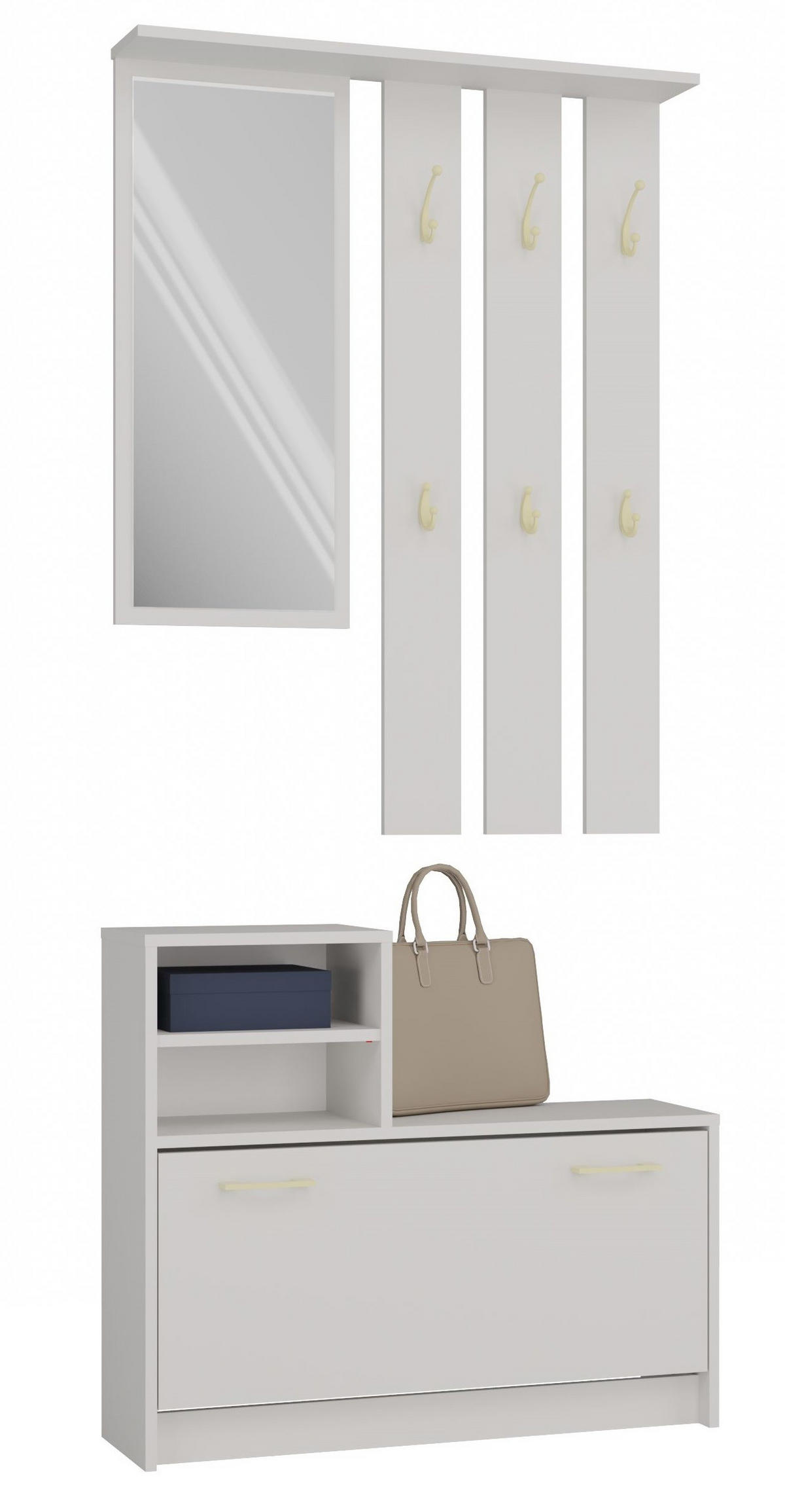 GARDEROBENSET Verena (2-teilig) - Beige, Holzwerkstoff (85/180/24cm) - kommodly