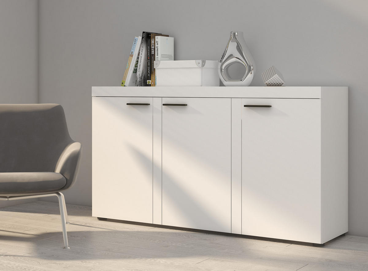 SIDEBOARD OKTAWIA 3F - Weiß, Holzwerkstoff (149/82/40cm) - Meblini