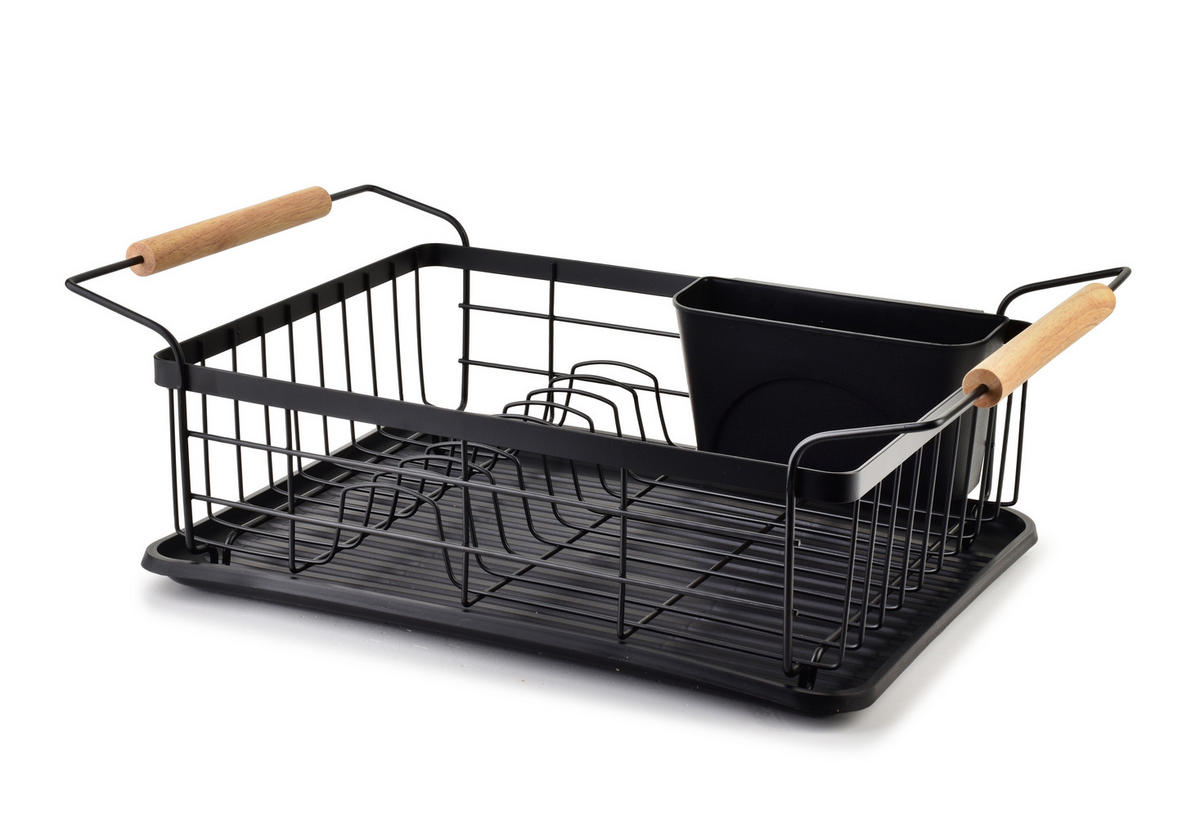 GESCHIRRABTROPFKORB Basic Schwarz 50/30/16 cm Metall - Schwarz, Metall (30/16/50cm) - Mondex