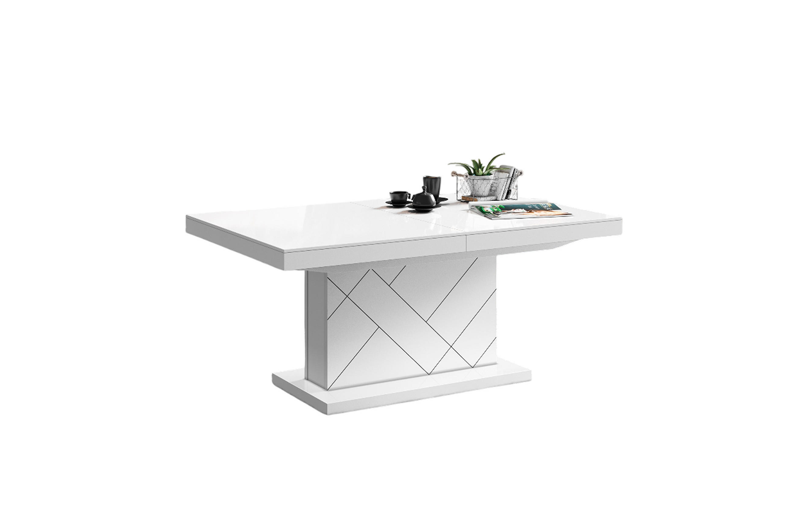 designimpex COUCHTISCH Weiß Hochglanz 120cm × 75cm × 55cm