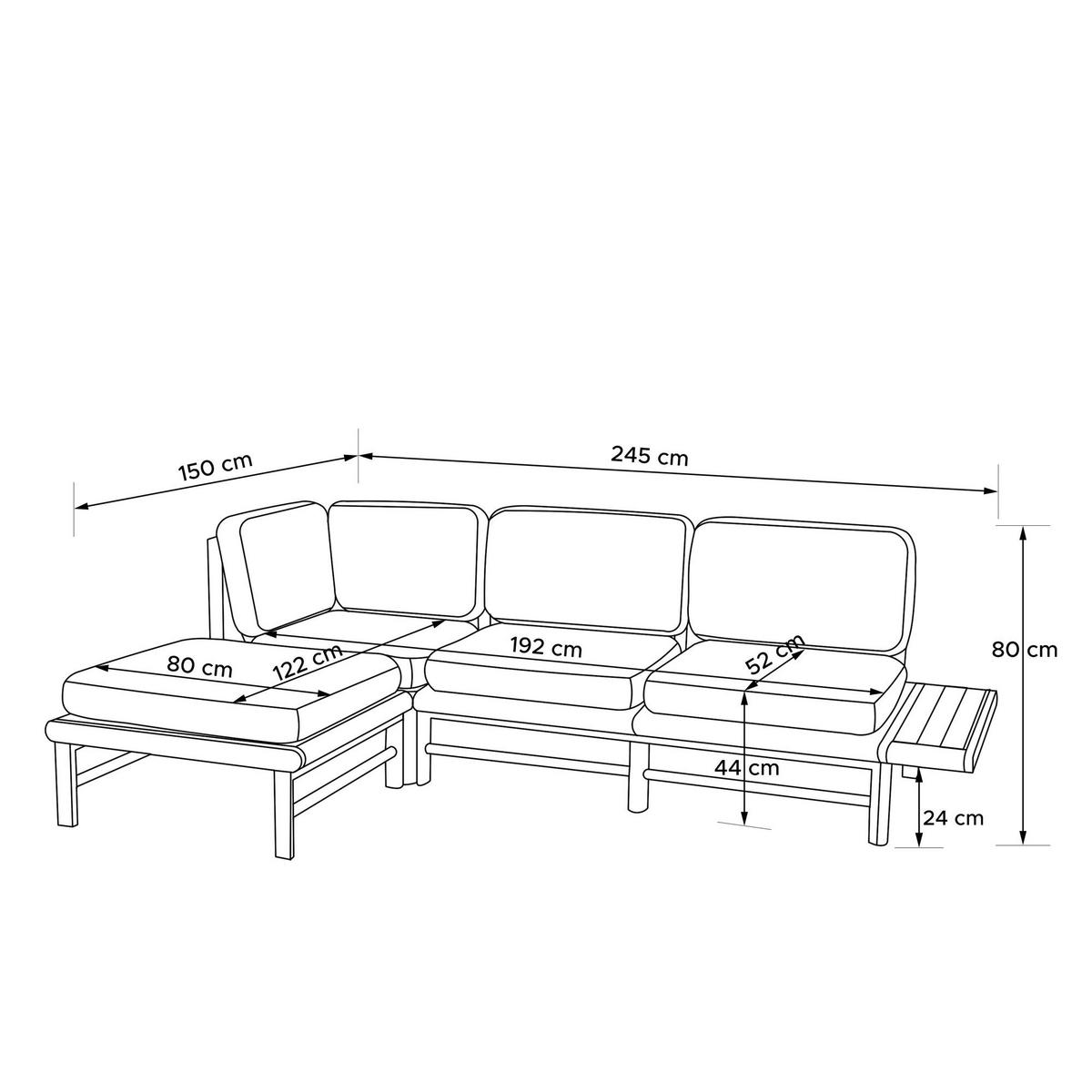 LOUNGESOFA ATREDA links - Beige, Holz/Textil (245/74/150cm) - KONSIMO®