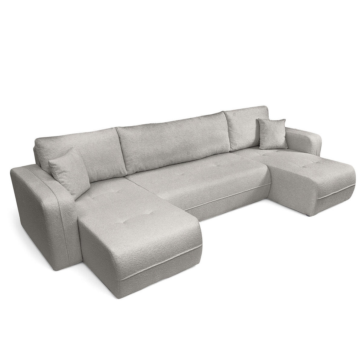 WOHNLANDSCHAFT - Hellgrau/Schwarz, Kunststoff/Textil (312/82/145cm) - home24