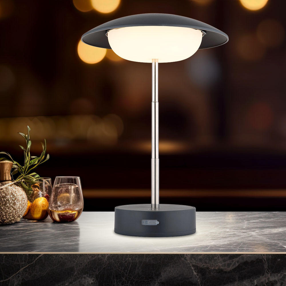 LED TISCHLEUCHTE TOMO Anthrazit - Anthrazit, Metall (15/19/26cm) - Globo Lighting