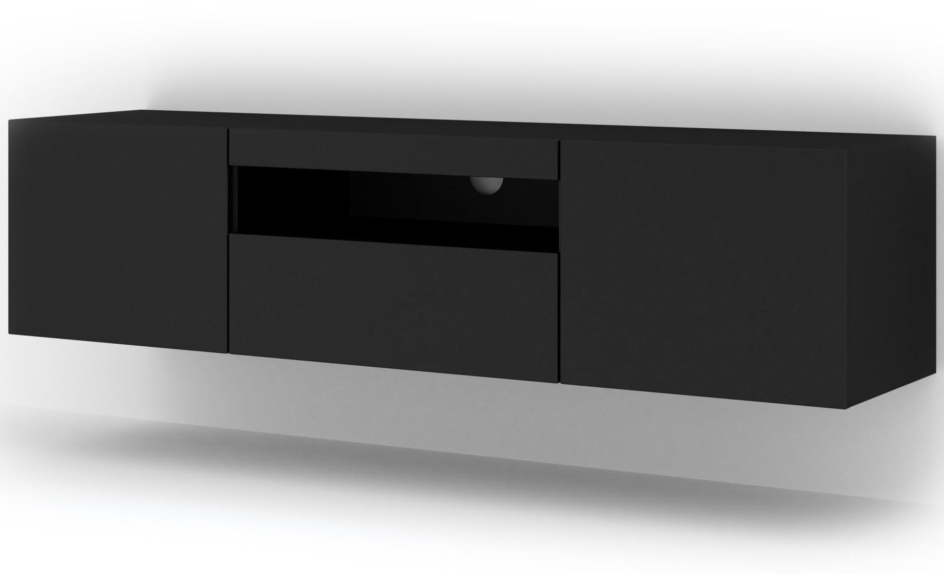 TV LOWBOARD Schwarz 150/42/37 - Schwarz, Holzwerkstoff (150/42/37cm) - RAUMHIRSCH FURNITURE