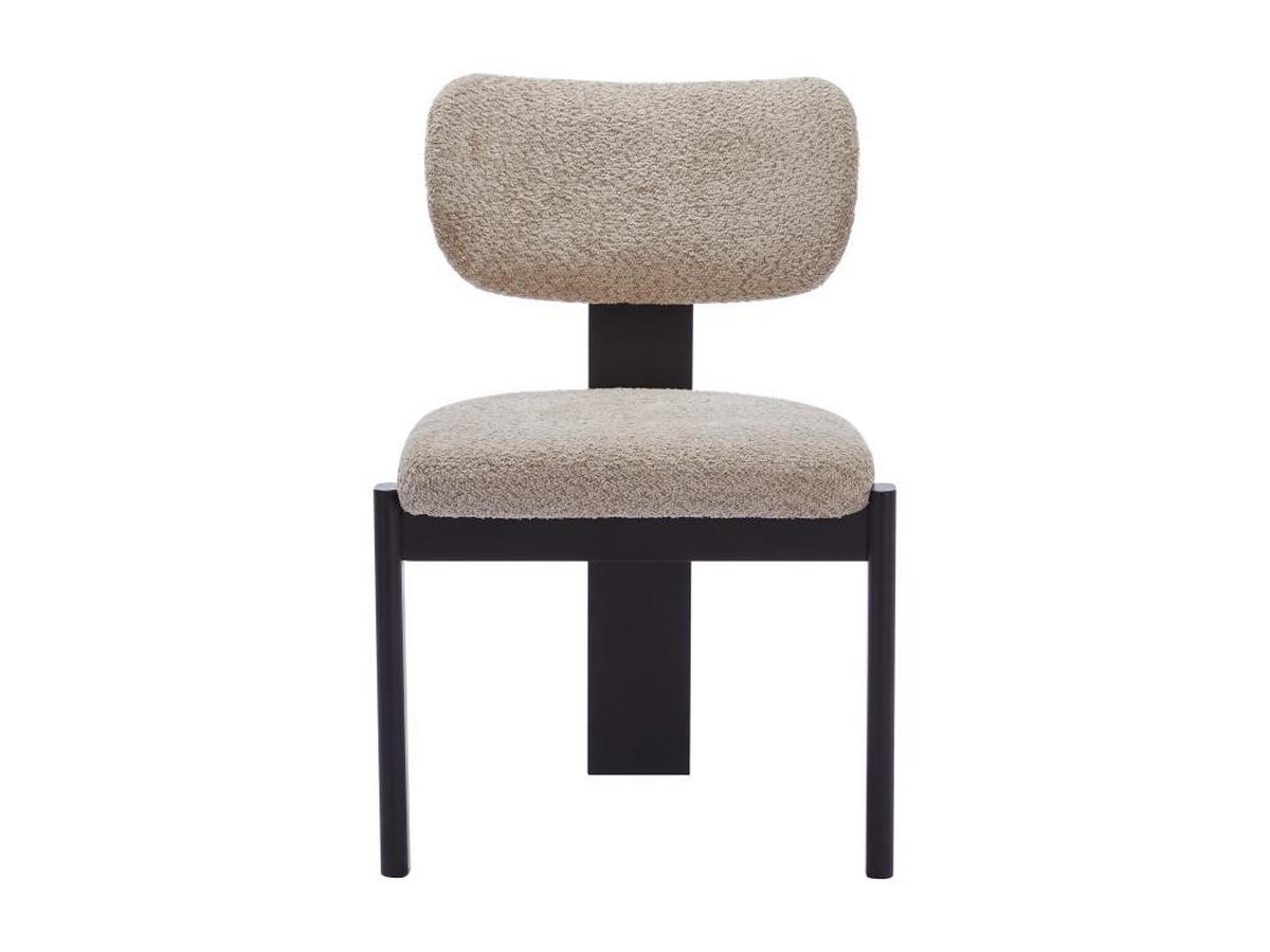 STUHL 2er-Set - Bouclé-Stoff & Kautschukholz - Taupe & Schwarz - WILANA - Taupe/Schwarz, Textil (60/85/56cm) - Vente-Unique