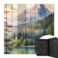 SCHLÜSSELBOX Schwarz 30x30 cm- Türöffnung nach rechts - Berglandschaft - Grün, Metall (30/30/5cm) - TULUP