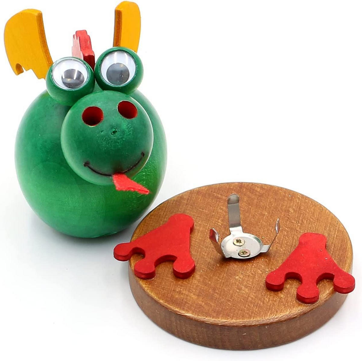 RAUCHFIGUR Drache grün 9/9/11 cm - Grün, Holz (9/11/9cm) - Dekoteam24