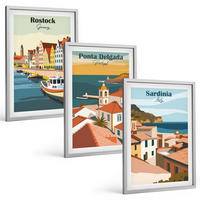 BILDER SET 3er Set - 40x60 cm Silberner Rahmen - Ansichten europäischer Küstenstädte - Silberfarben, Kunststoff (40/60cm) - TULUP