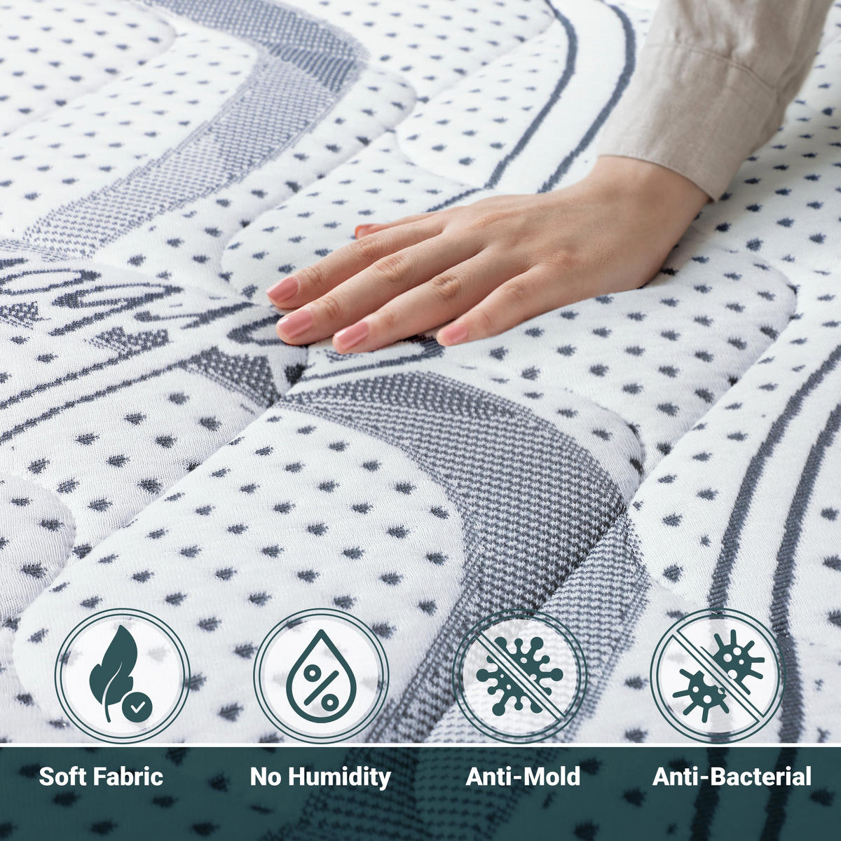 DOPPELMATRATZE 160x195 Memory | Premium Qualität | Höhe 16 cm - Weiß, Textil (160/195cm) - The White Stone