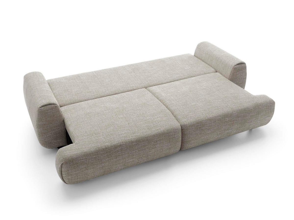 SOFA Morena Grau, mit Schlaffunktion, Zweisitzer Sofa - Grau, Holzwerkstoff/Textil (260/81/106cm) - Bettso