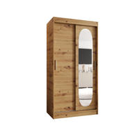 SCHWEBETÜRENSCHRANK 200/100/62 2-türig - Silberfarben/Eiche Artisan, Holz (100/200/62cm) - MÖBEL KRYSPOL