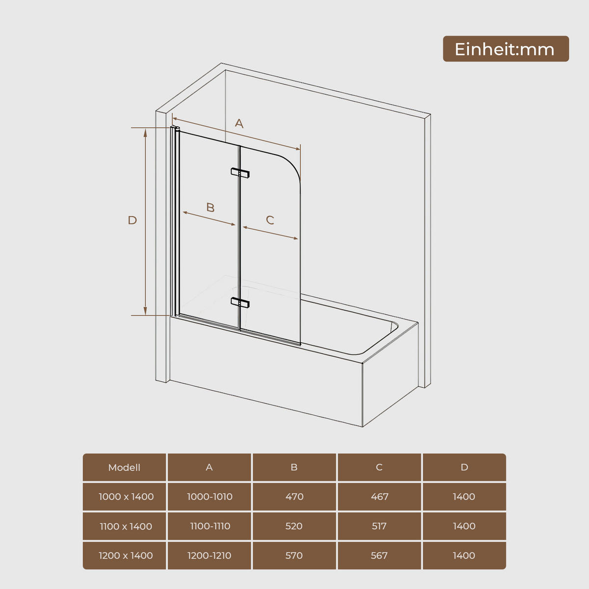 BADEWANNENAUFSATZ 120/140 cm Chrom 2-tlg. faltbar 6 mm mit beidseitiger Nano-Beschichtung - Chromfarben, Glas (120/140cm) - S'AFIELINA