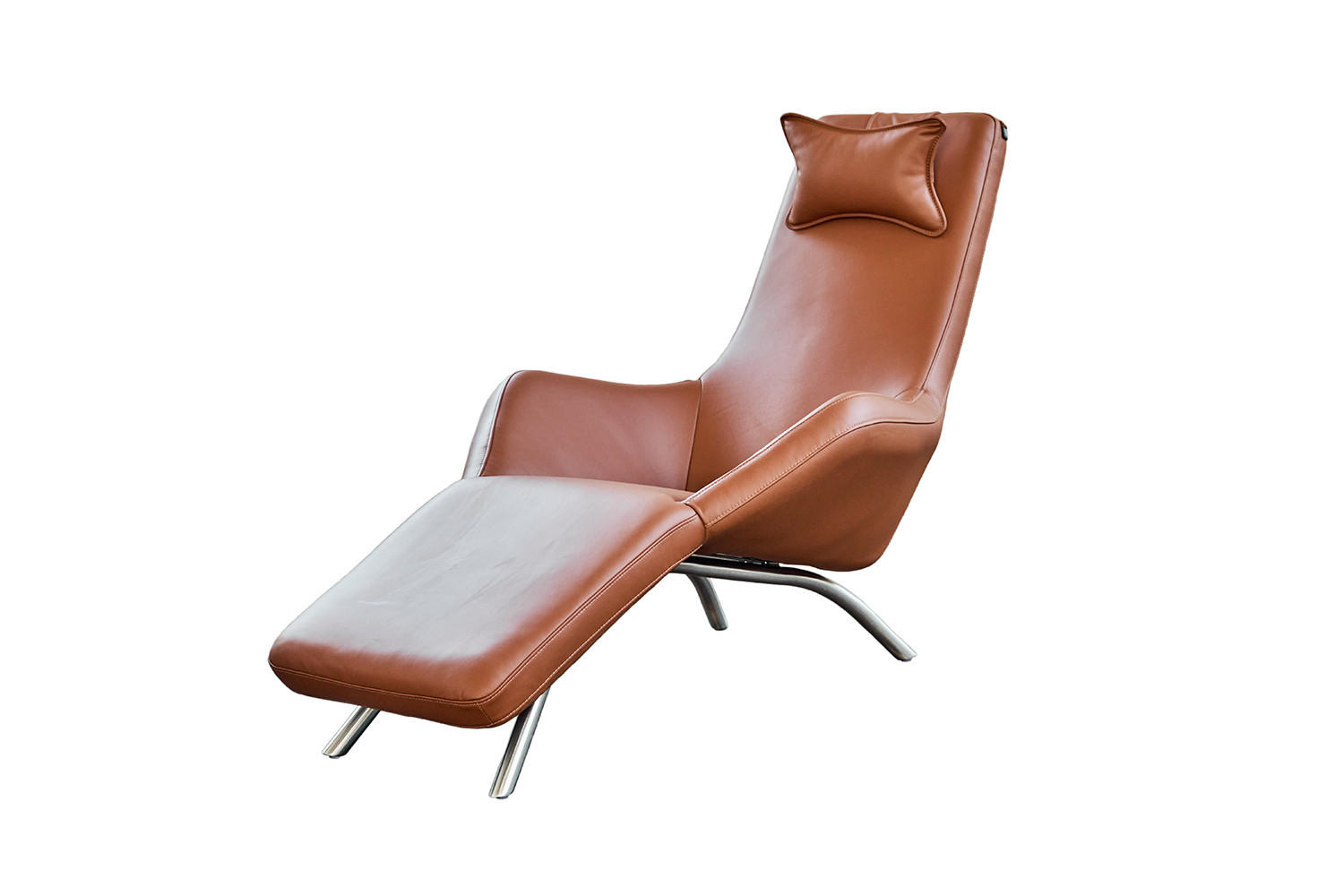 RELAXLIEGE CAVAL Braun Leder - Silberfarben/Braun, Leder/Metall (79/95/157cm) - KAWOLA