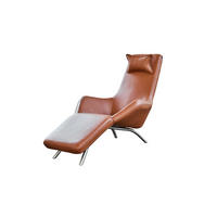 RELAXLIEGE CAVAL Braun Leder - Silberfarben/Braun, Leder/Metall (79/95/157cm) - KAWOLA