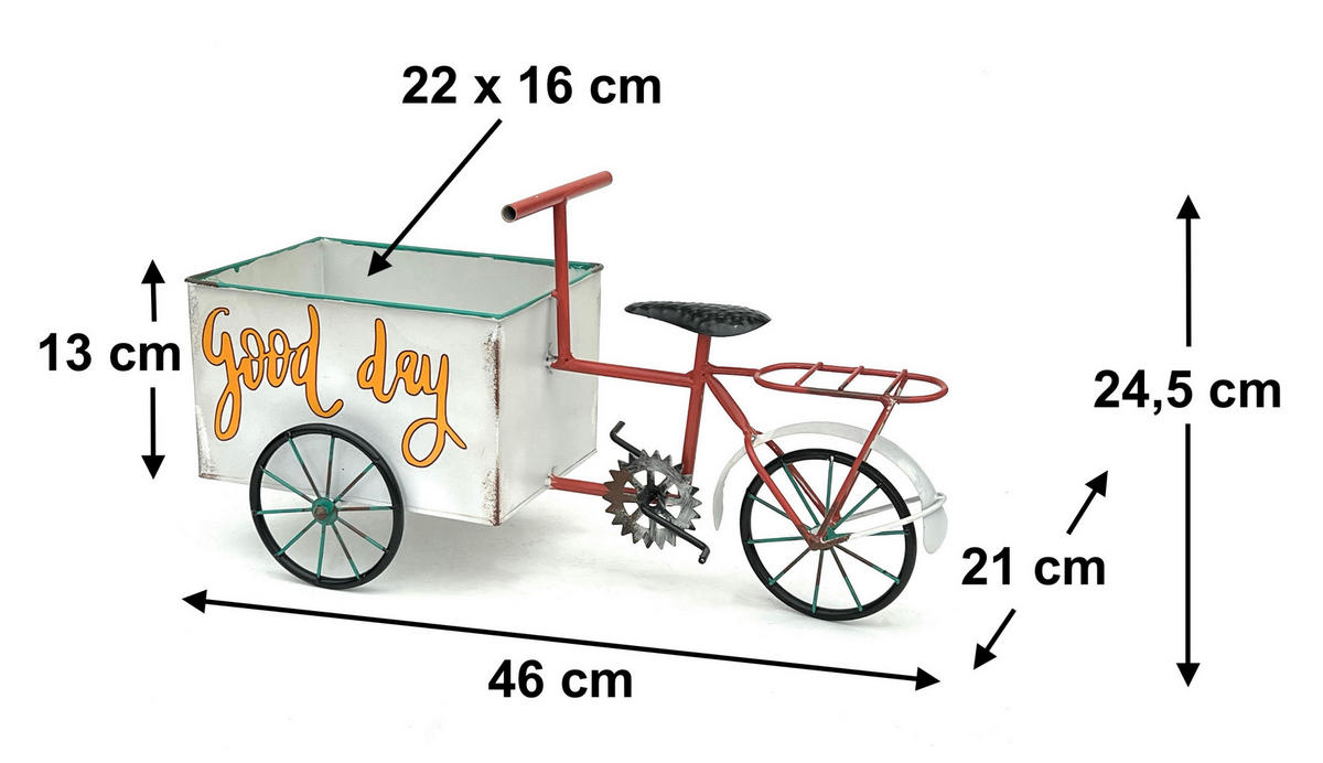 BLUMENFAHRRAD für Garten Metall Stehend Weiß Rot - Weiß, Metall (46/24.5/21cm) - DanDiBo
