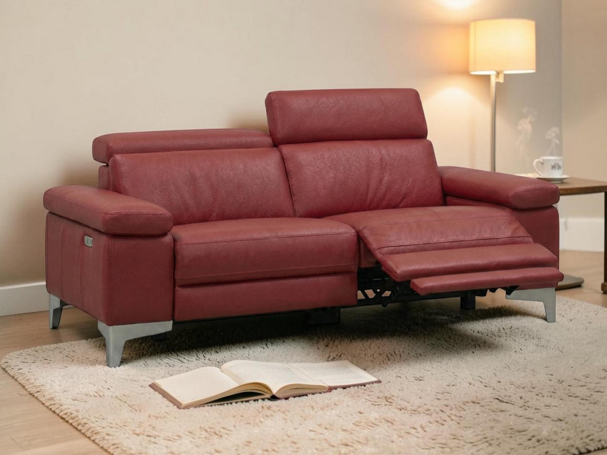 2-SITZER Sofa Talisman Echtleder mit 1 x Relaxfunktion Rot - Rot, Leder/Metall (172/80/100cm)