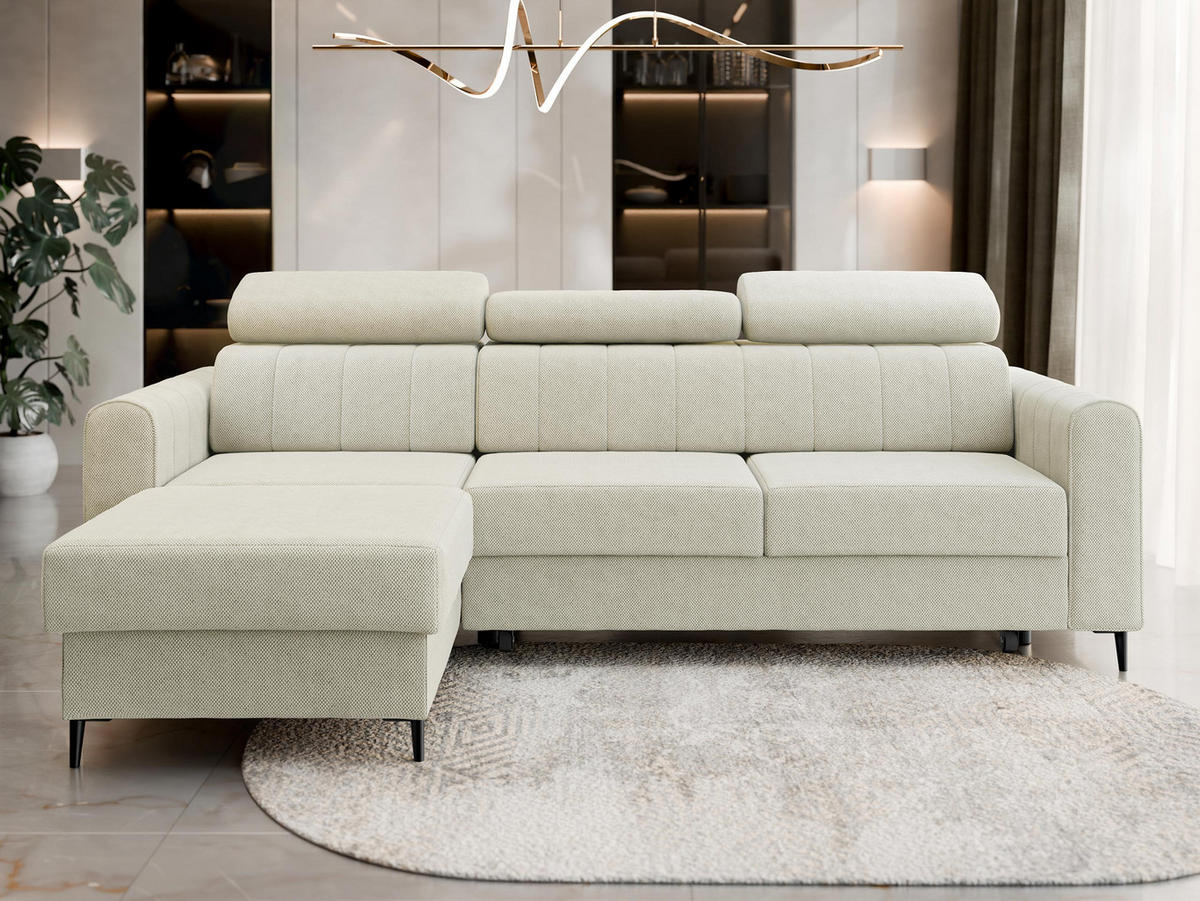 ECKSOFA Toronto III - Creme/Schwarz, Holz/Kunststoff (250/169cm) - MIRJAN24
