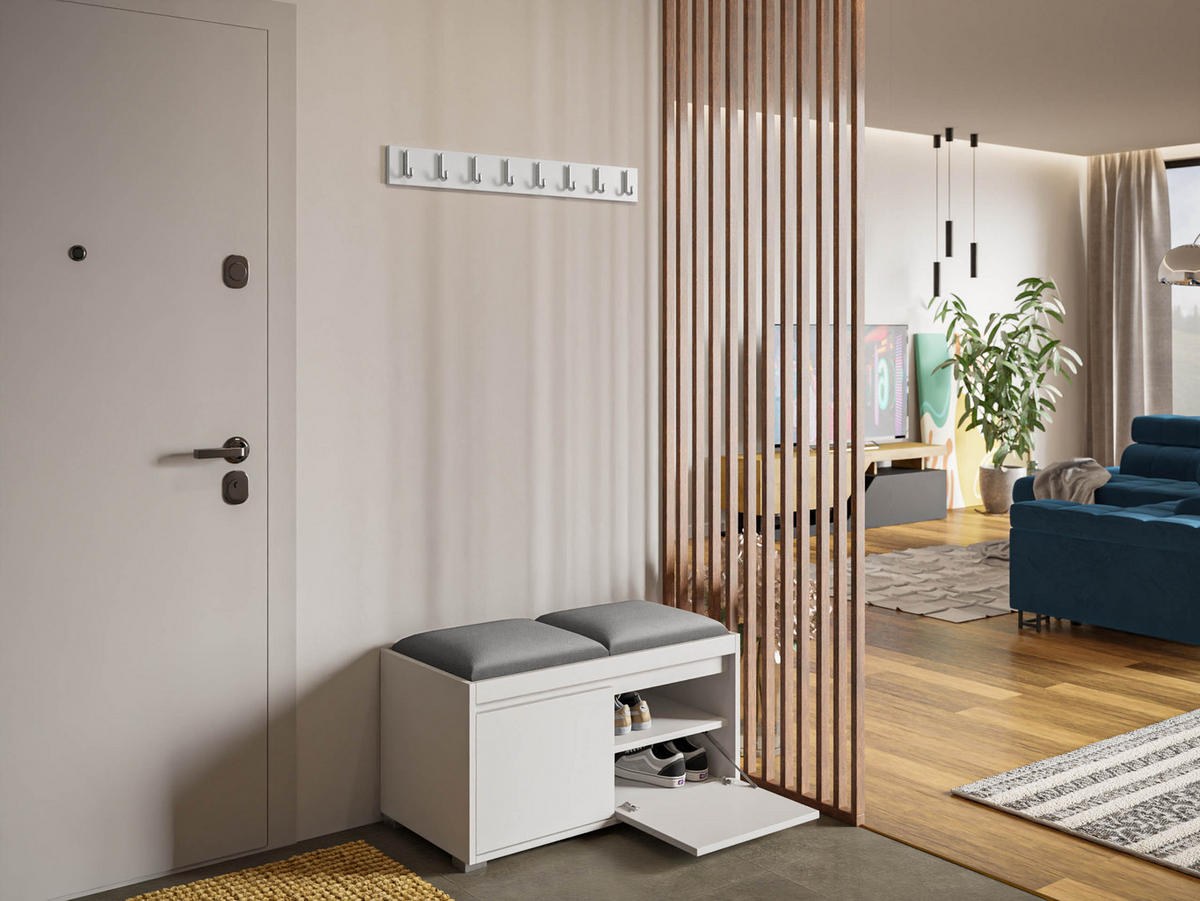 GARDEROBEN-SET Grawis 80 I - Silberfarben/Grau, Holzwerkstoff/Kunststoff (84.5/45/34cm) - MIRJAN24