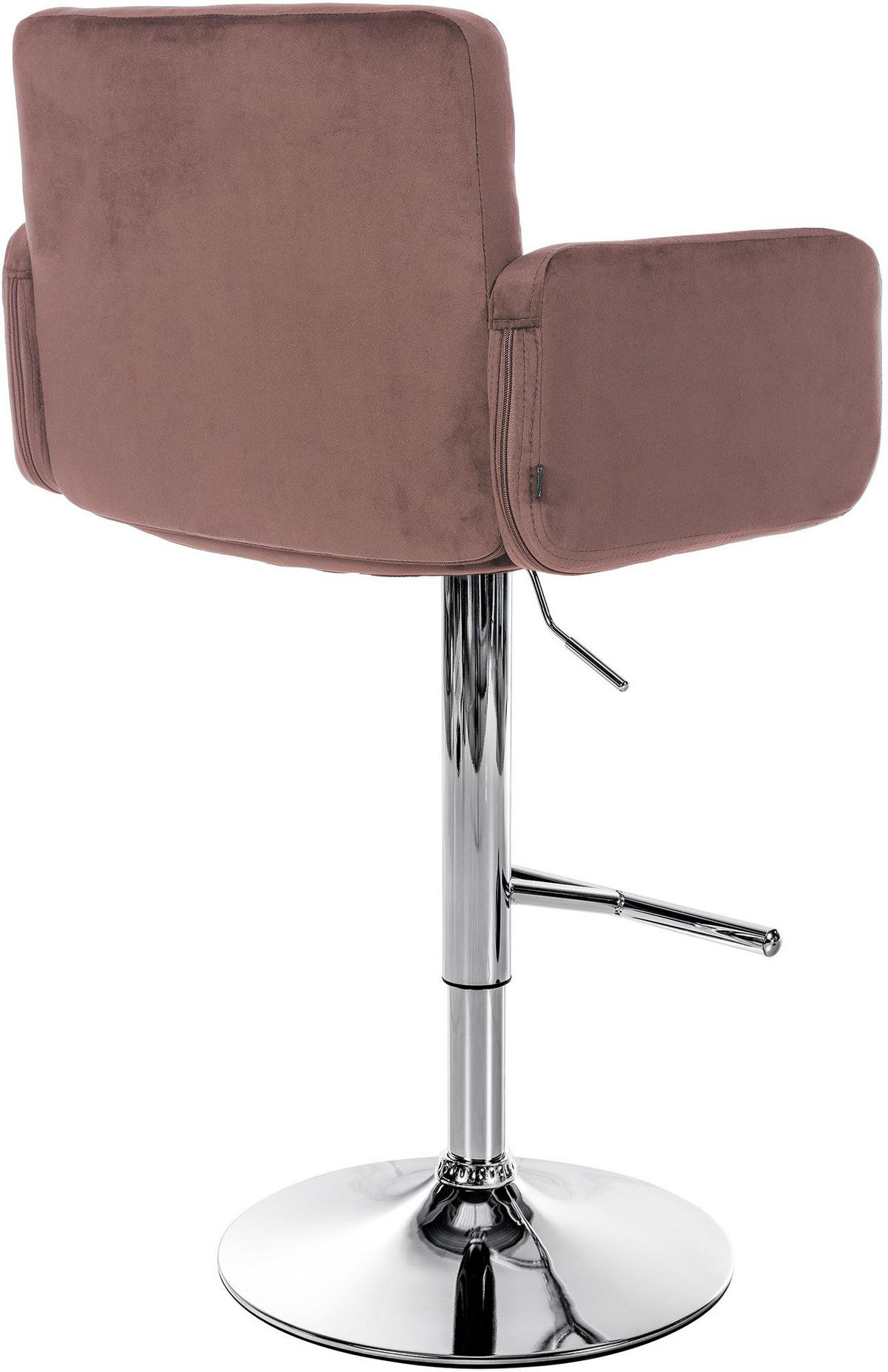 BARHOCKER Samt Braun - Chromfarben/Braun, Textil/Metall (60/93/56cm) - CLP