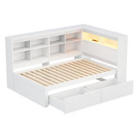 KINDERBETT 90/200 cm DE-01338, in Weiß, mit USB, LED und 2 Schubladen - Weiß, Holz (90/200cm) - ComfortXL