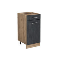 KÜCHENUNTERSCHRANK R-Line Schwarz Beton 40 cm ohne Arbeitsplatte - Honigeiche/Eiche Wotan, Holzwerkstoff (40/81.6/46cm) - Vicco