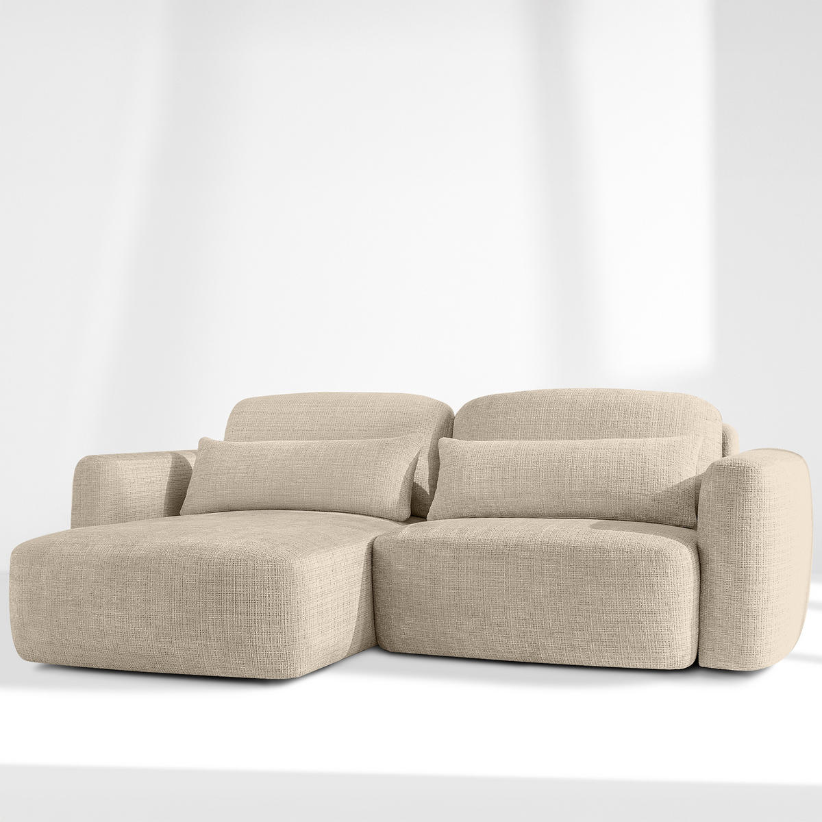 SITZGARNITUR ELOSA - Creme, Holz/Textil (245/85/165cm) - KONSIMO®