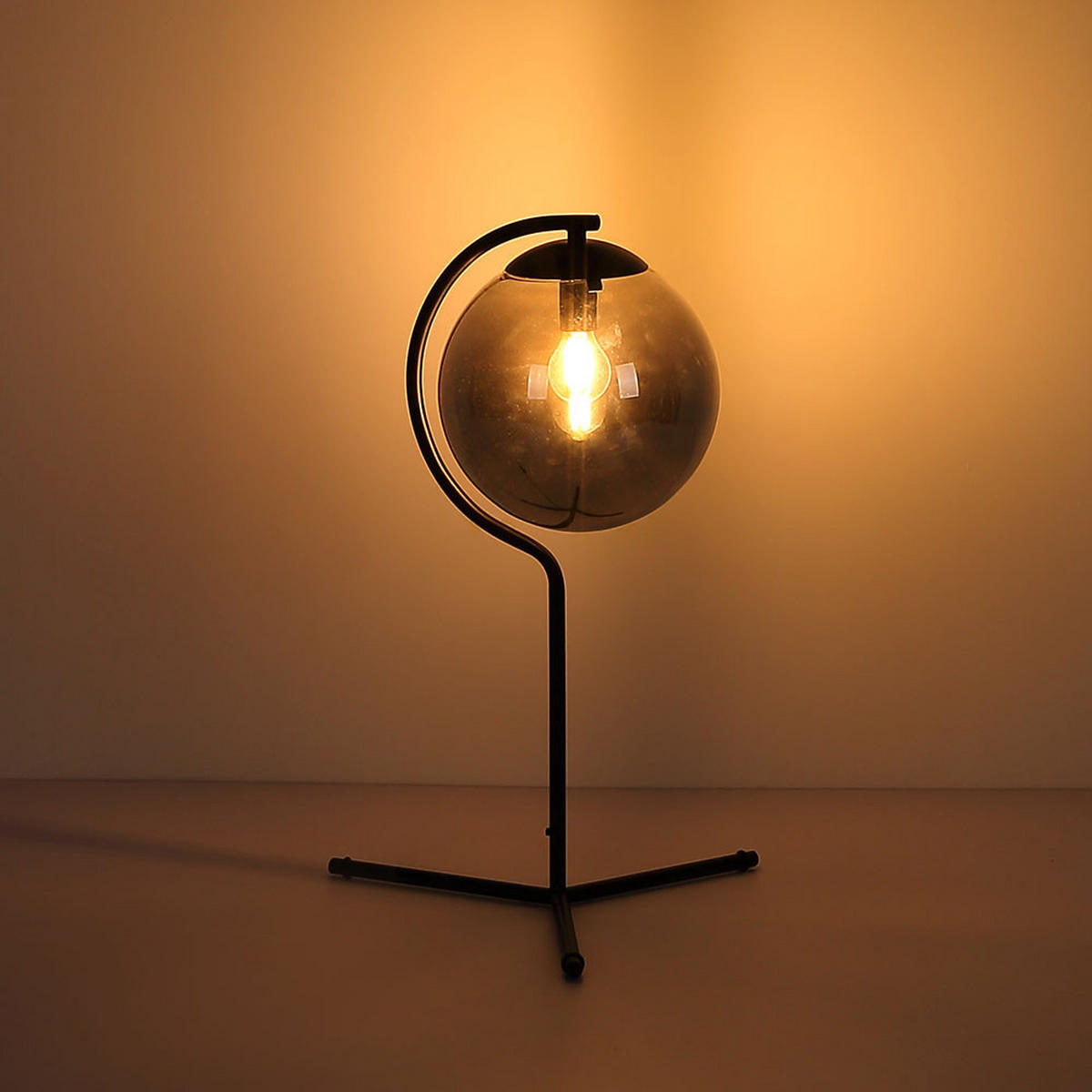 LED TISCHLEUCHTE PORRY Grau Metall Glas - Grau, Glas (35/35/50cm) - Globo Lighting