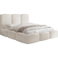 POLSTERBETT Harmony mit Bettkasten, Creme Boucle 120x200 cm - Birkefarben/Schwarz, Holzwerkstoff/Kunststoff (120/200cm) - WFL GROUP