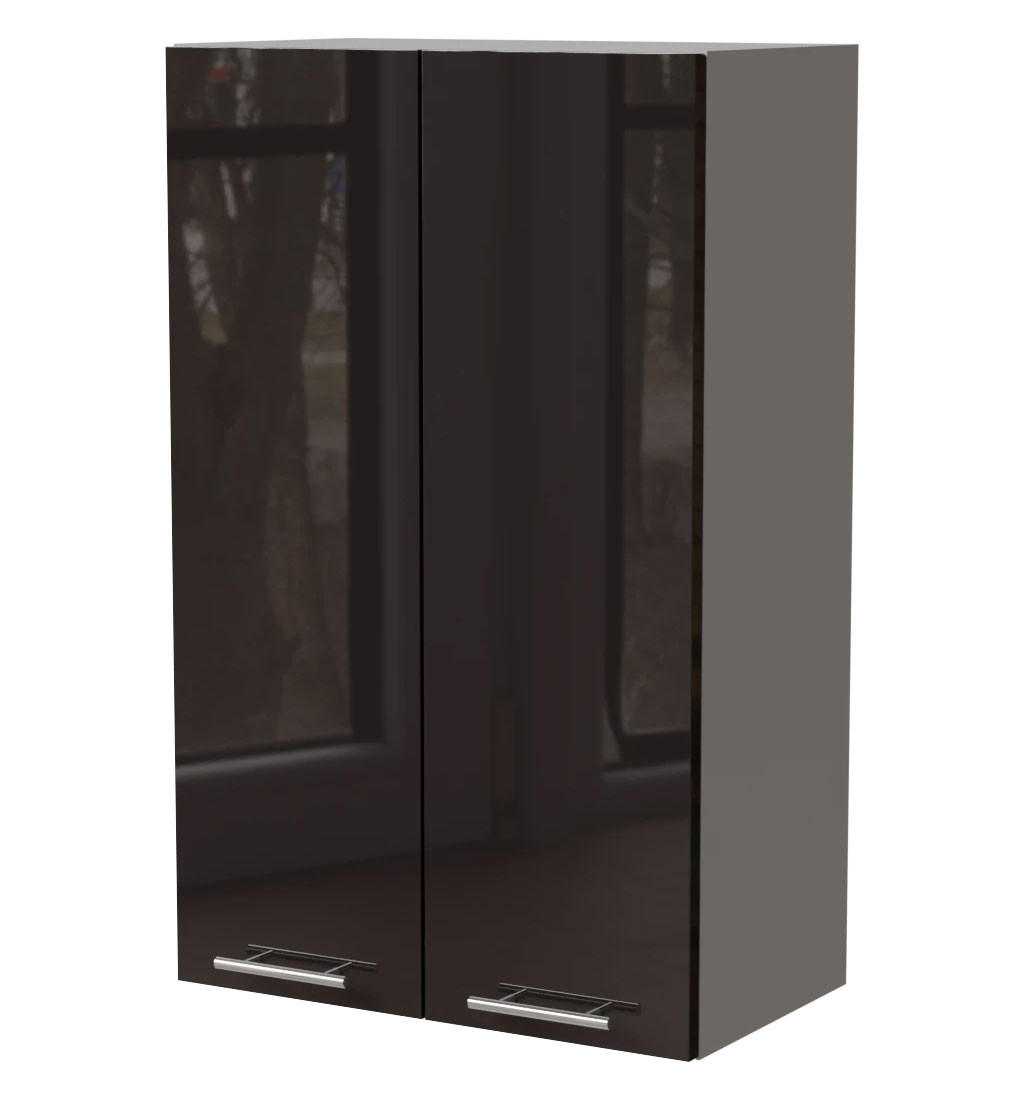 Feldmann-Wohnen Küchenhängeschrank Schwarz Hochglanz, Grau 60x96x32.5 cm