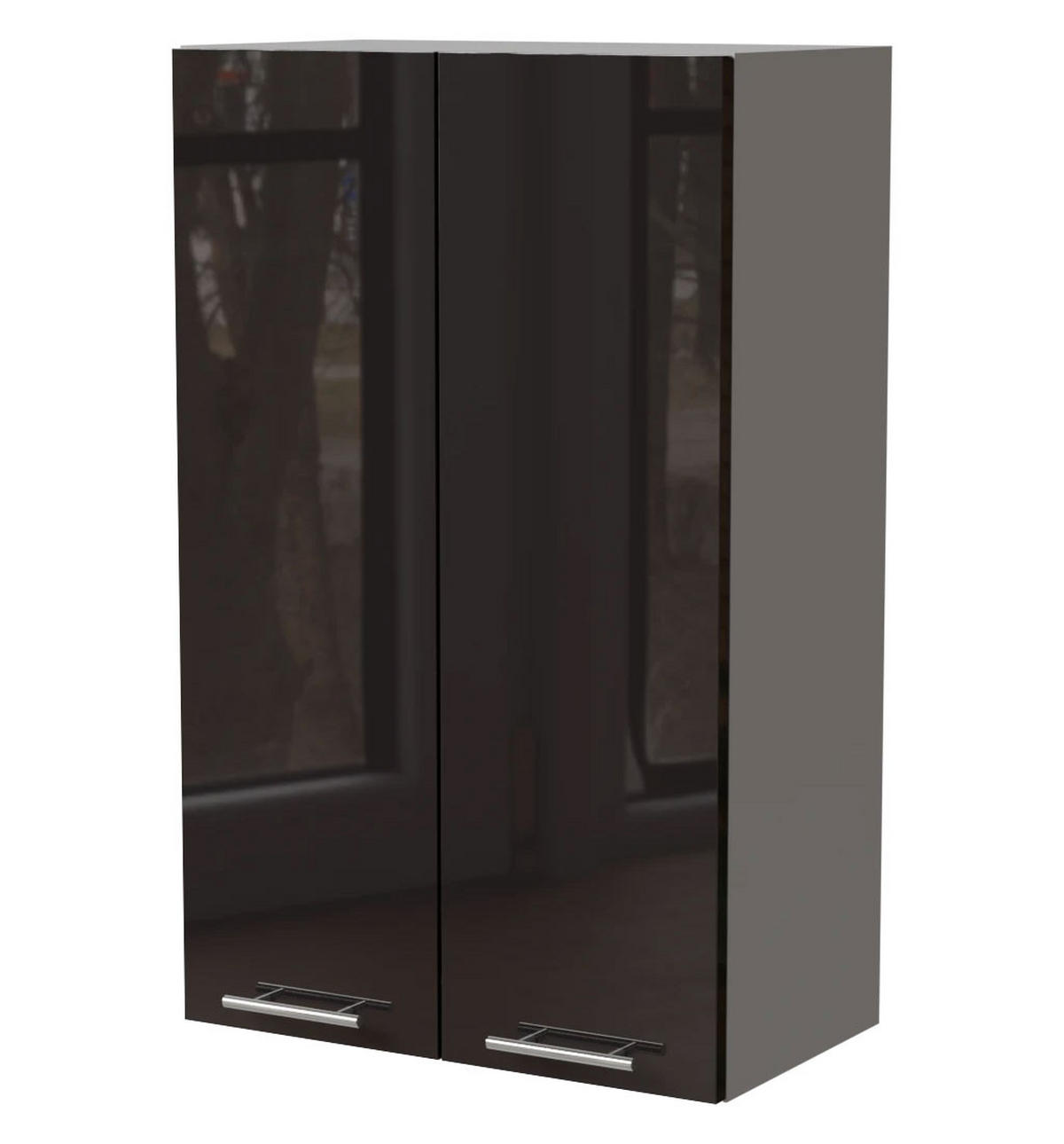 KÜCHENHÄNGESCHRANK Essen W4/60 Schwarz Hochglanz / Grau Matt 60 / 32,5 / 96cm - Schwarz Hochglanz/Schwarz, Holz/Holzwerkstoff (60/96/32.5cm) - Feldmann-Wohnen