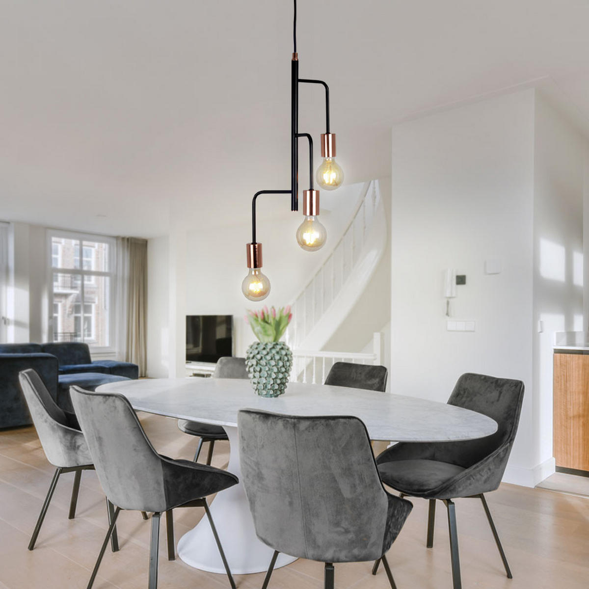 HÄNGELEUCHTE BERRI Kupfer Schwarz - Schwarz, Metall (28/28/172cm)