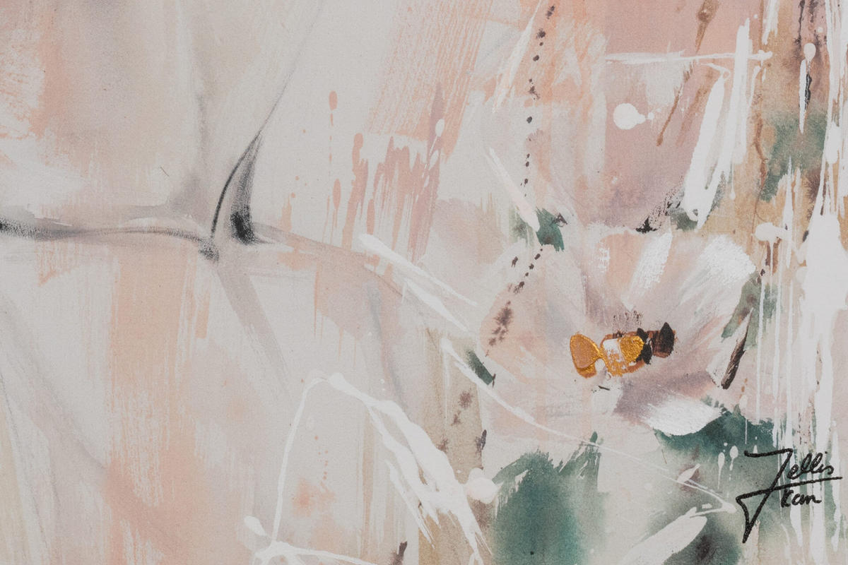 ACRYLBILD HANDGEMALT 60/90 cm - Pink/Beige, Holz/Textil (60/90cm) - KUNSTLOFT