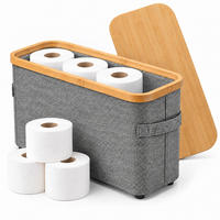 TOILETTENPAPIERBOX Grau Bambus 12 Rollen - Grau, Holz/Kunststoff (45/34.5/15cm) - Relaxdays