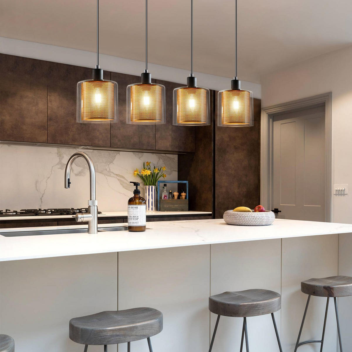 PENDELLEUCHTE Lila 150/13/17.5 cm - Goldfarben, Metall (150/13/17.5cm) - ZMH