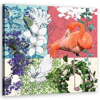 WANDBILD flamingos vögel collage - Multicolor, Textil (50/50cm) - Feeby