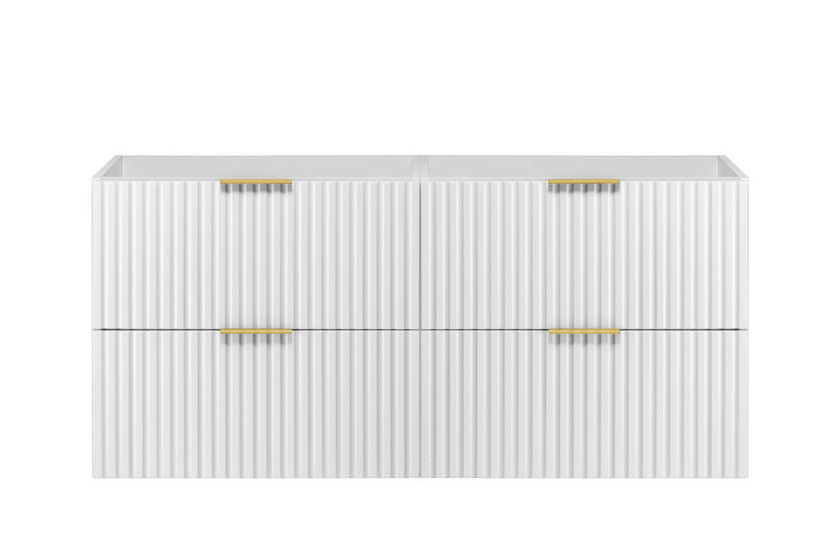 WASCHBECKUNTERSCHRANK, Weiß, 120 (2 x 60) x 57 x 46 cm, Griff Gold, ohne Arbeitsplatte - Goldfarben/Weiß, Holzwerkstoff (120/57/46cm) - 3XE LIVING
