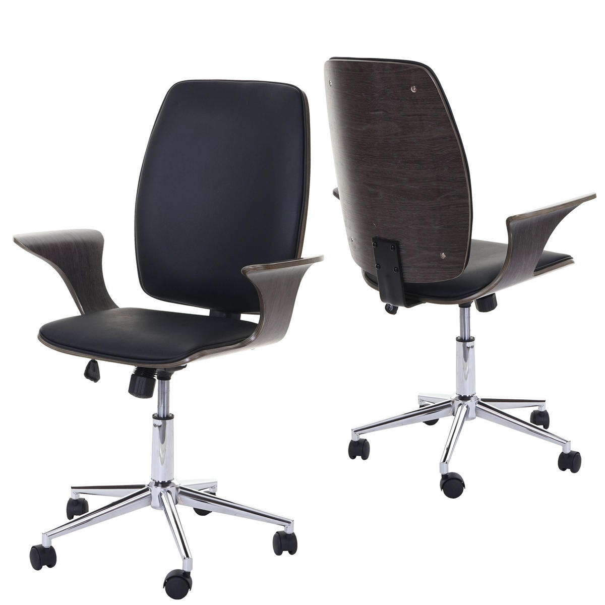 BÜROSTUHL Grau, Schwarz - Schwarz/Grau, Holz (66/101/67cm) - MCW