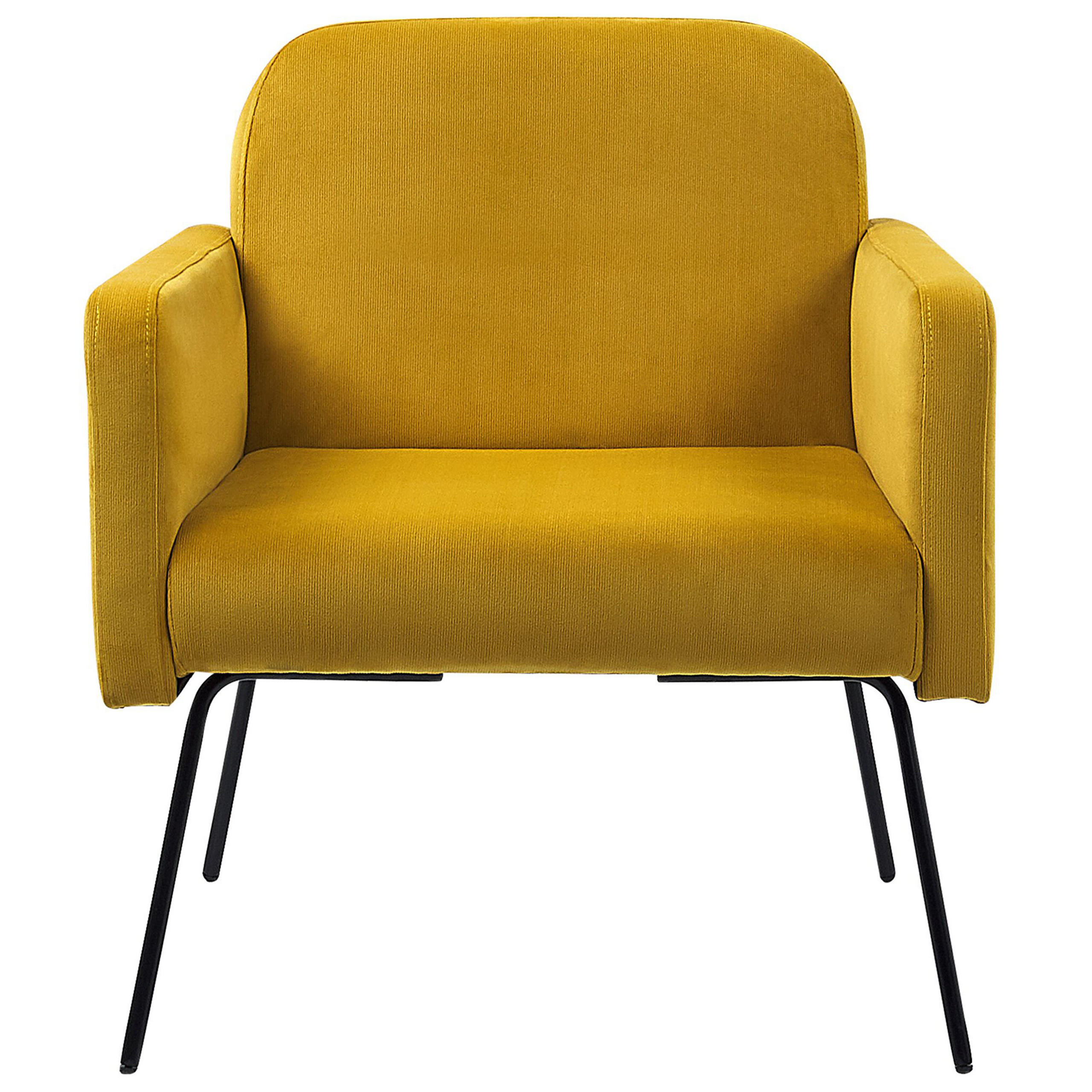 SESSEL Samtstoff Gelb Narken - Gelb, Textil/Metall (72/77/76cm) - Beliani