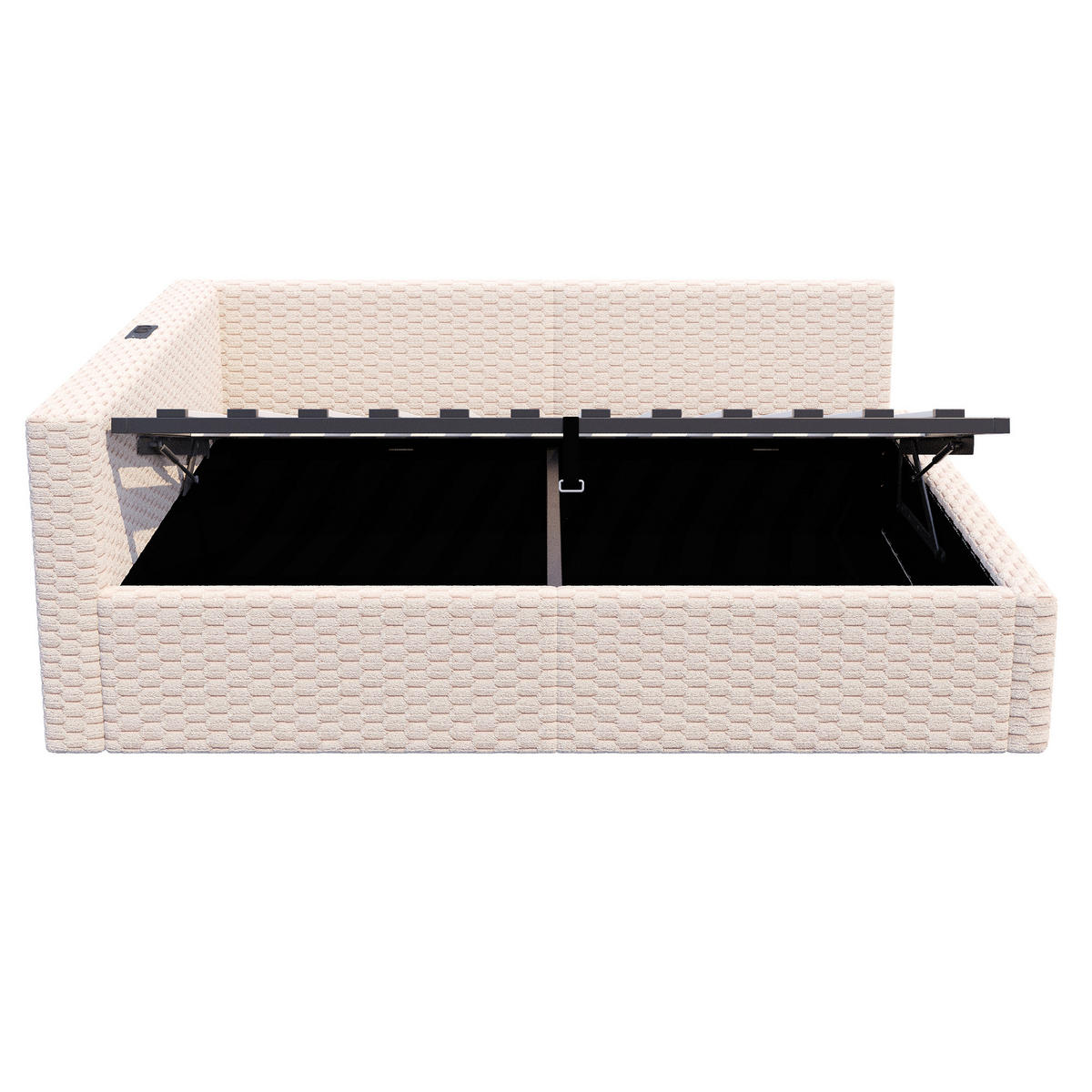 POLSTERBETT 140/200 cm Beige mit LED-Beleuchtung, USB-C-Anschluss und 2 USB-Anschlüssen - Beige, Textil (140/200cm) - Oxeza