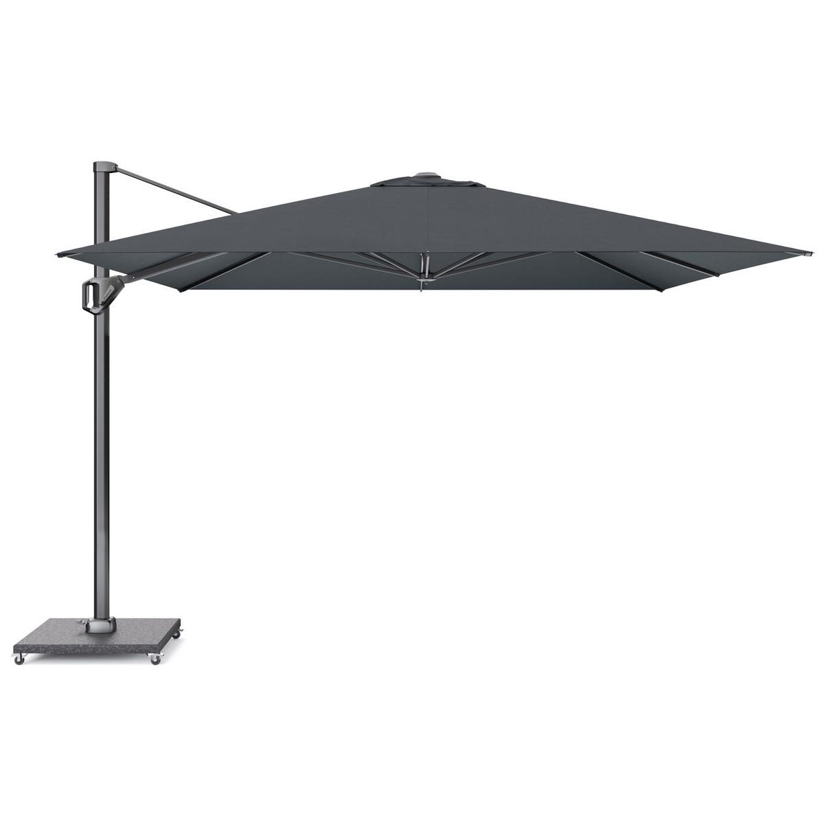 AMPELSCHIRM quadratisch 3.5 x 3.5 m Challenger T¹ Premium 360° kippbar schwarz/anthrazit - Schwarz, Metall (350/350cm) - Platinum