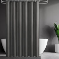 DUSCHVORHANG Dunkelgrau Polyester schnell trocknend wasserdicht schimmelresistent waschbar mit Ringen - Schwarz, Kunststoff (180/200cm) - MCBOSON
