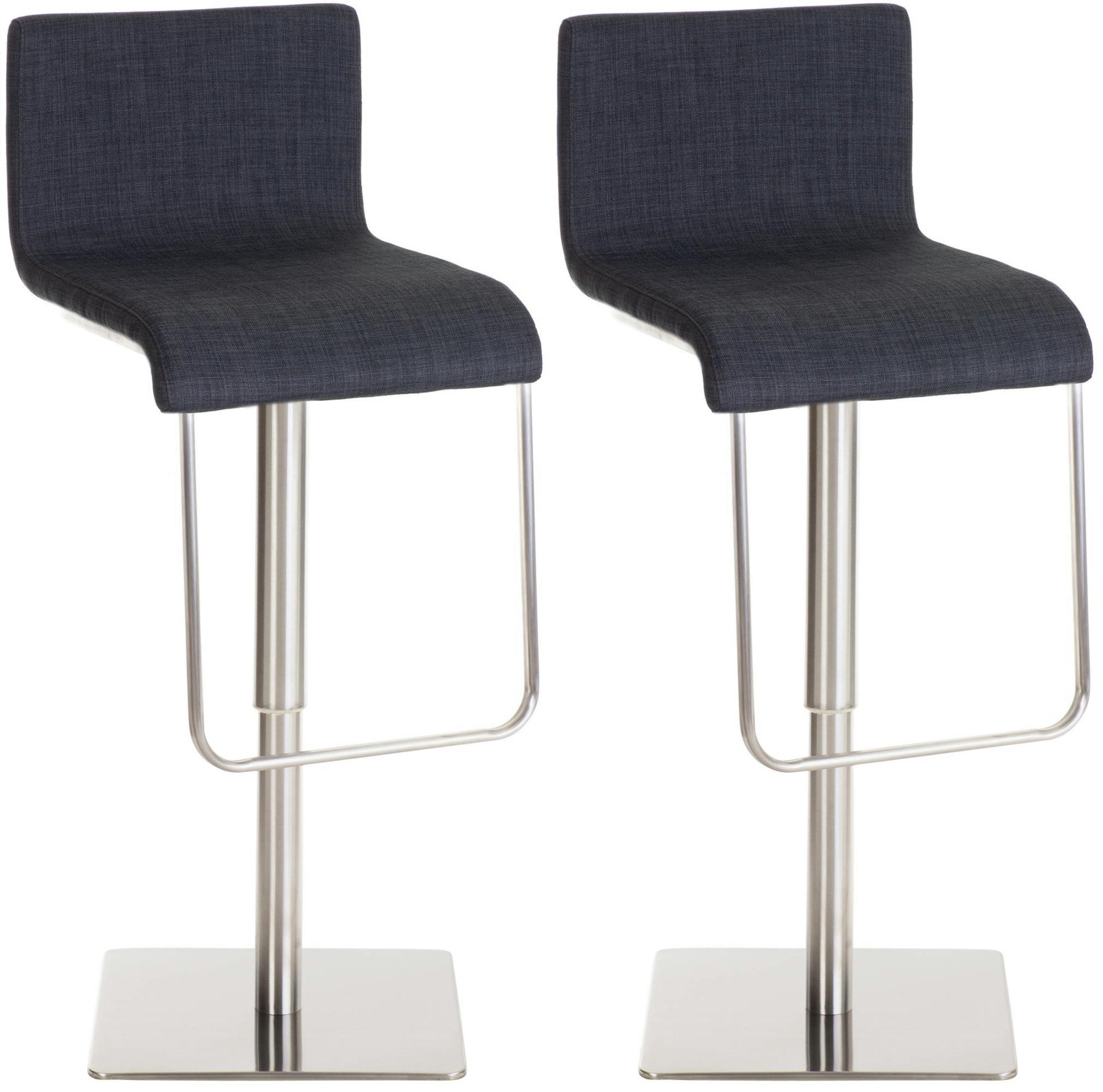 BARHOCKER 2er Set Stoff Dunkelgrau - Edelstahlfarben/Dunkelgrau, Textil/Metall (41/80/46cm) - CLP